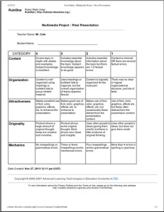 ETE261 - Rubistar Rubric
